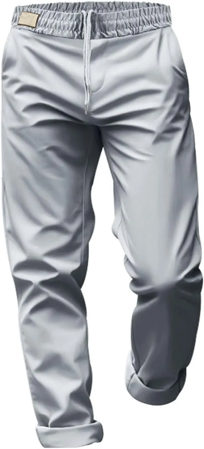 Mens Casual Pants Elastic Waist Relaxed Fit Drawstring Sweatpants Lightweight Comfy Jogging Atheltic Pants Baggy Lounge Pants