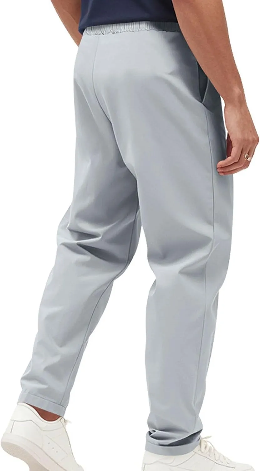 Mens Casual Pants Elastic Waist Relaxed Fit Drawstring Sweatpants Lightweight Comfy Jogging Atheltic Pants Baggy Lounge Pants