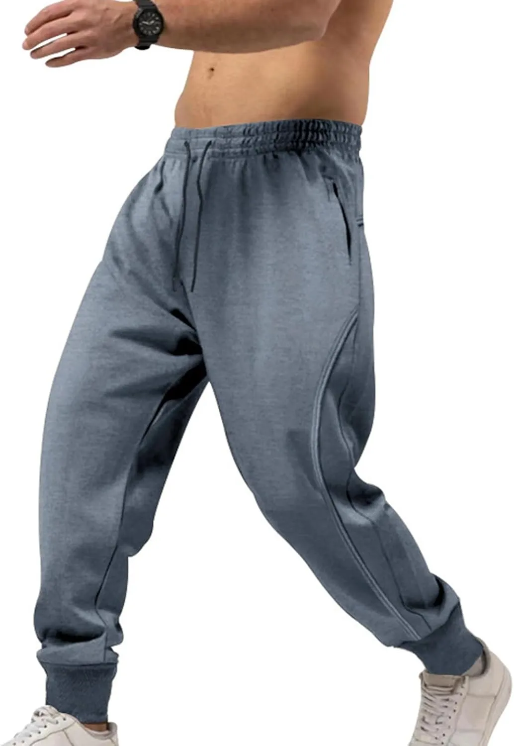 Mens Casual Pants Elastic Waist Relaxed Fit Stretch Sweatpants Big and Tall Baggy Outdoor Workout Athletic Pants with Pockets