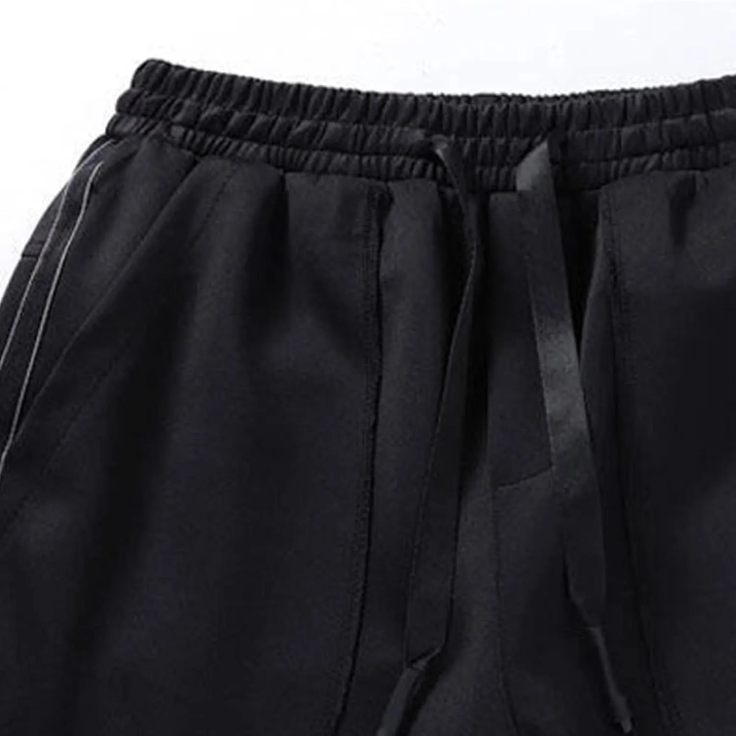 Mens Casual Pants Relaxed Fit Elastic Waist Plus Size Tapered Trousers Lightweight Drawstring Comfy Slacks with Zipper Pocket