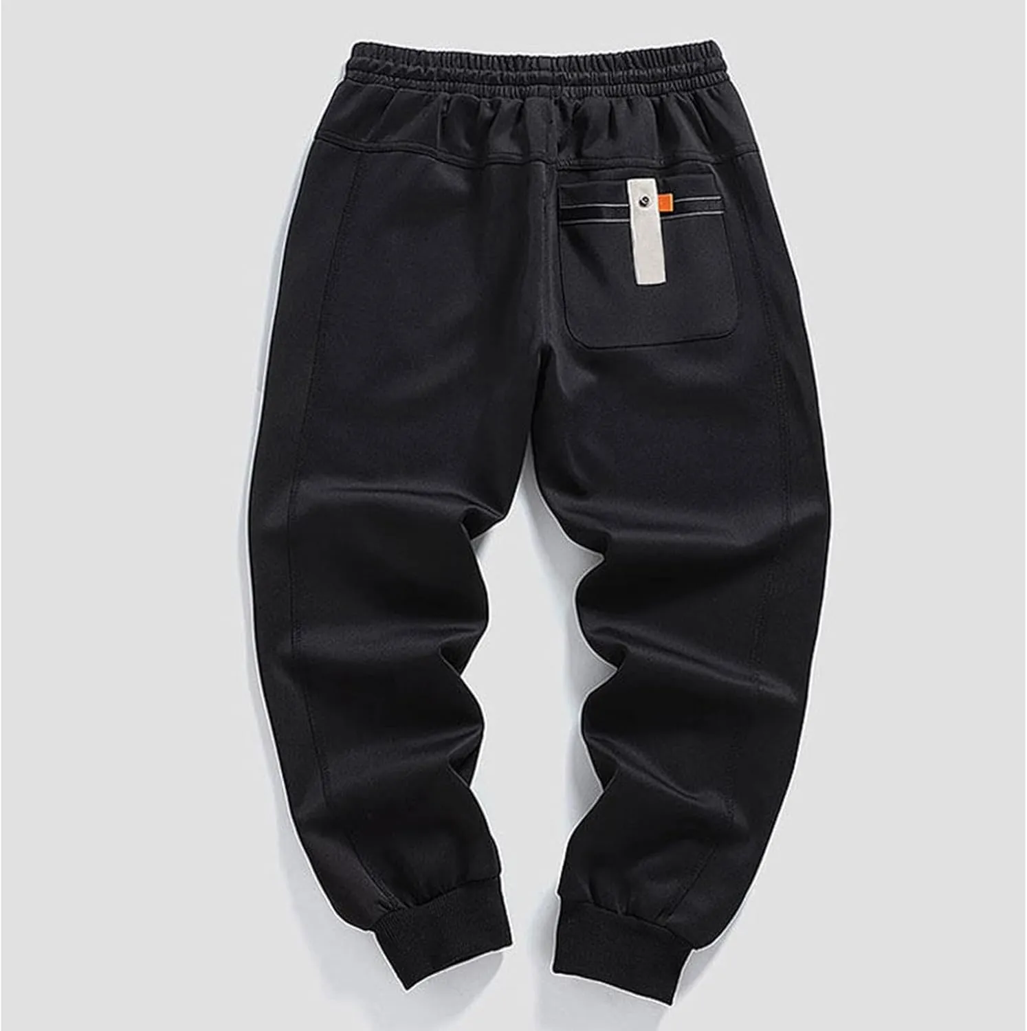 Mens Casual Pants Relaxed Fit Elastic Waist Plus Size Tapered Trousers Lightweight Drawstring Comfy Slacks with Zipper Pocket