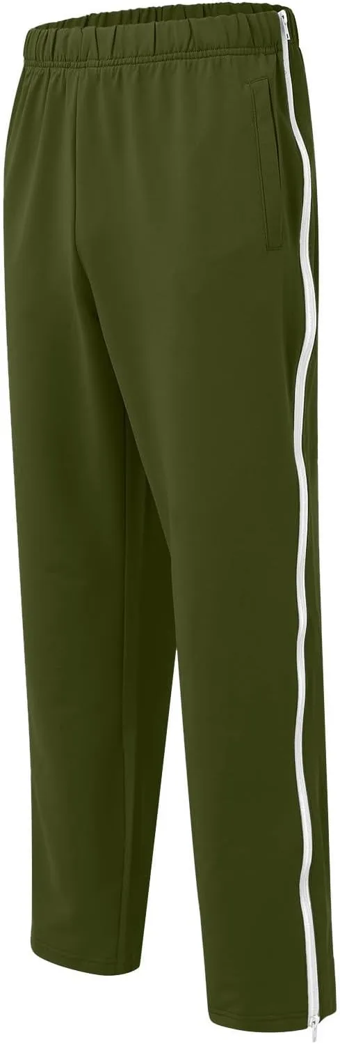 Mens Casual Pants Relaxed Fit Stretch Waist Lightweight Summer Beach Trousers Trendy Side Zipper Straight Leg Slacks Trousers
