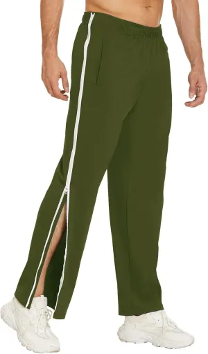 Mens Casual Pants Relaxed Fit Stretch Waist Lightweight Summer Beach Trousers Trendy Side Zipper Straight Leg Slacks Trousers