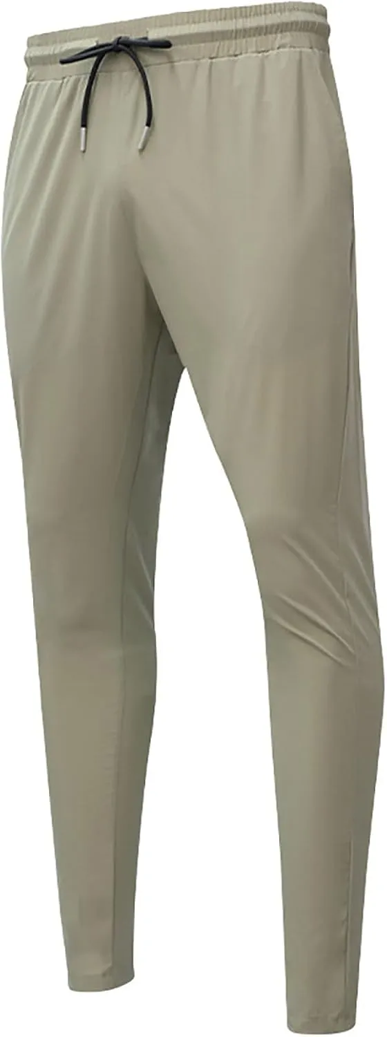 Mens Casual Pants Slim Elastic Waist Drawstring Pants Lightweight Tapered Yoga Trousers Comfy Breathable Summer Beach Pants