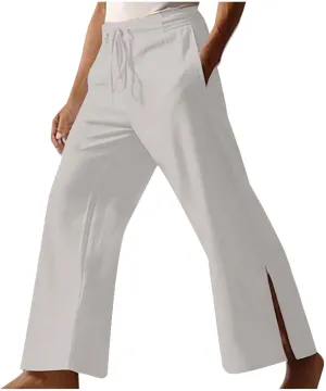 Men's Casual Pants Wide Leg Big and Tall Stretch Bell Bottoms Trousers Lightweight Relaxed Fit Drawstring Elastic Waist Pants