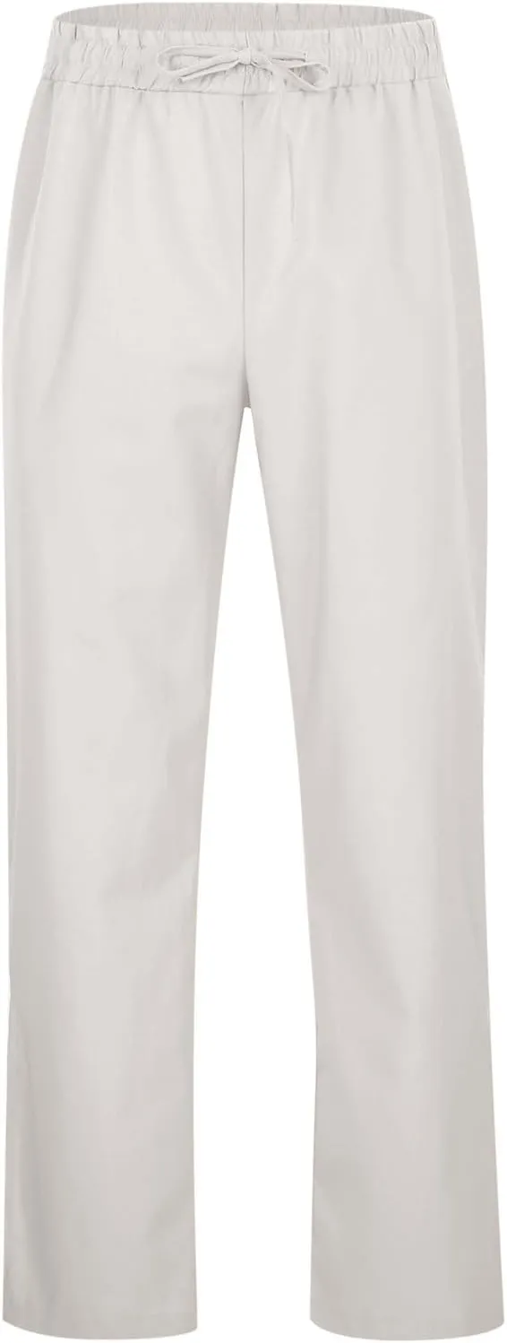 Men's Casual Pants Wide Leg Big and Tall Stretch Bell Bottoms Trousers Lightweight Relaxed Fit Drawstring Elastic Waist Pants