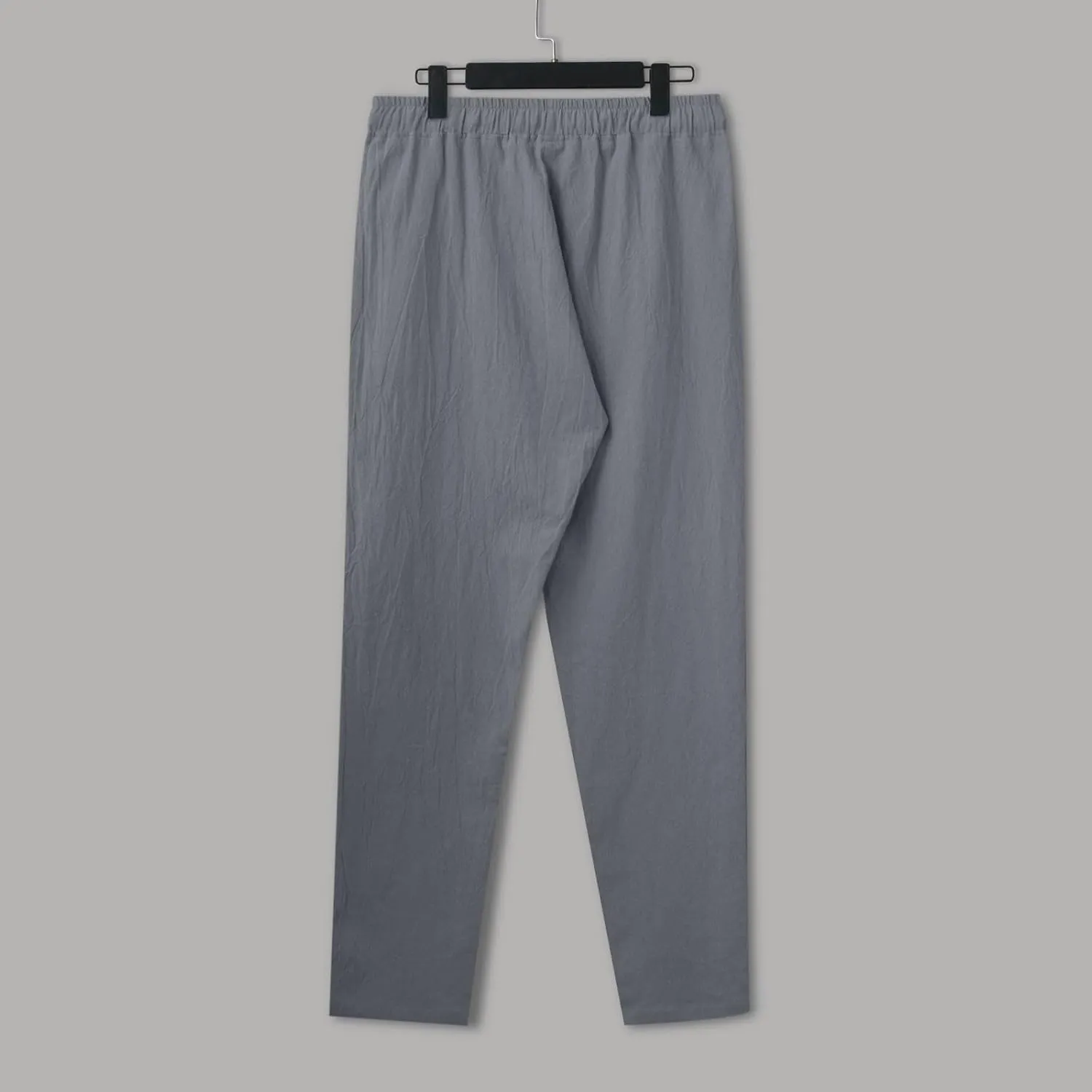 Mens Cotton Joggers Elastic Waist Loose Fit Lightweight Hiking Pants Casual Solid Plus Size Straight Leg Athletic Sweatpants