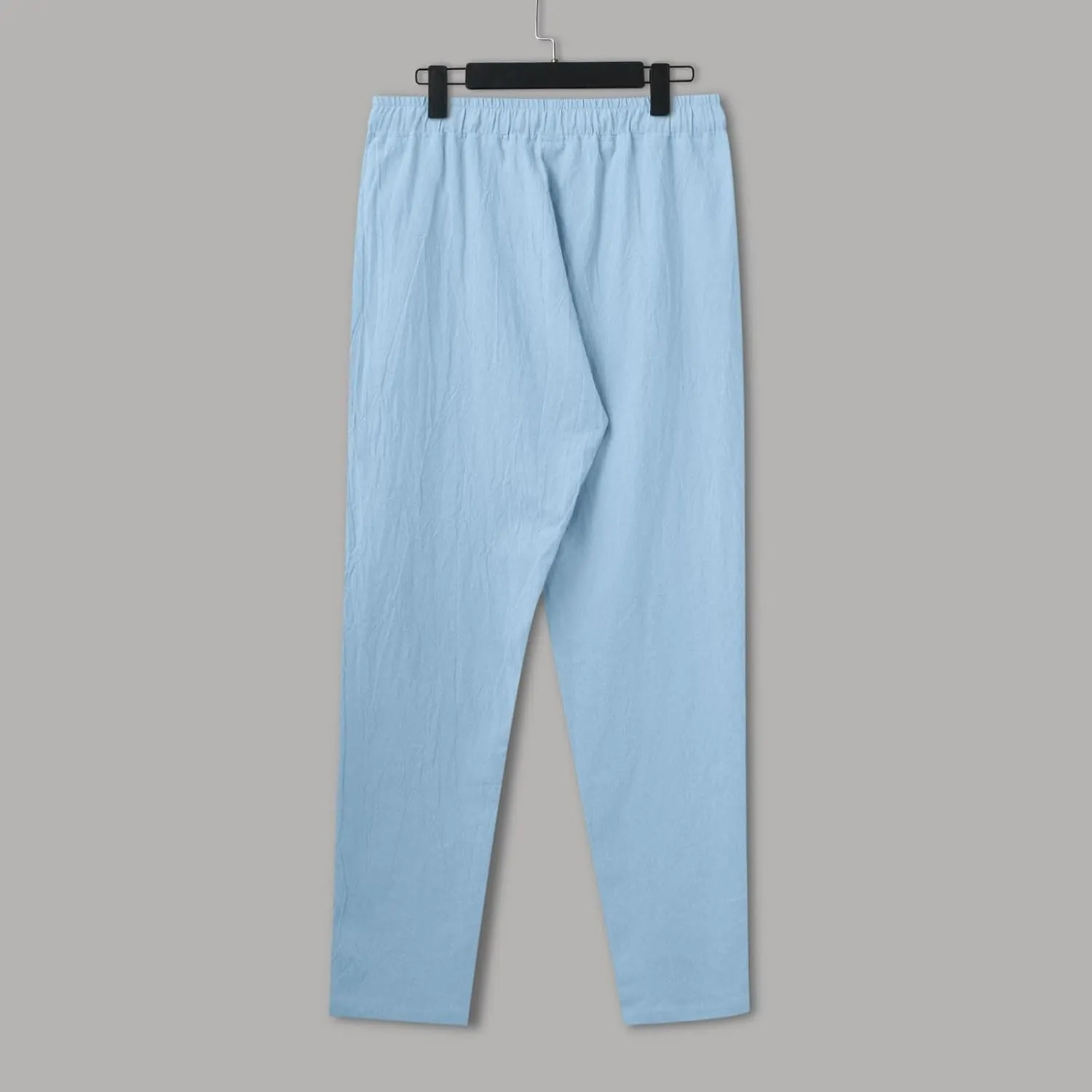 Mens Cotton Joggers Elastic Waist Loose Fit Lightweight Hiking Pants Casual Solid Plus Size Straight Leg Athletic Sweatpants