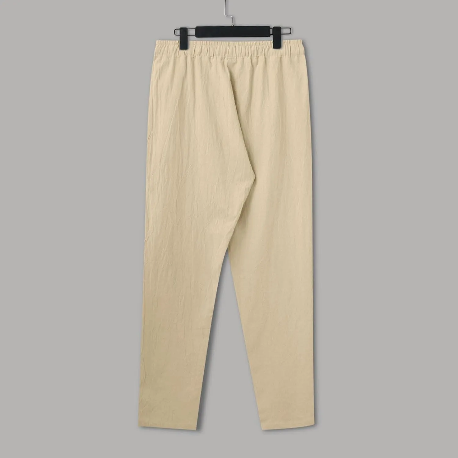 Mens Cotton Joggers Elastic Waist Loose Fit Lightweight Hiking Pants Casual Solid Plus Size Straight Leg Athletic Sweatpants