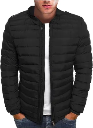 Men's Down Winter Coat Jacket Casual Windproof Zip Up Windbreaker Jackets Warm Padded Coats Big and Jackets, M-2XL