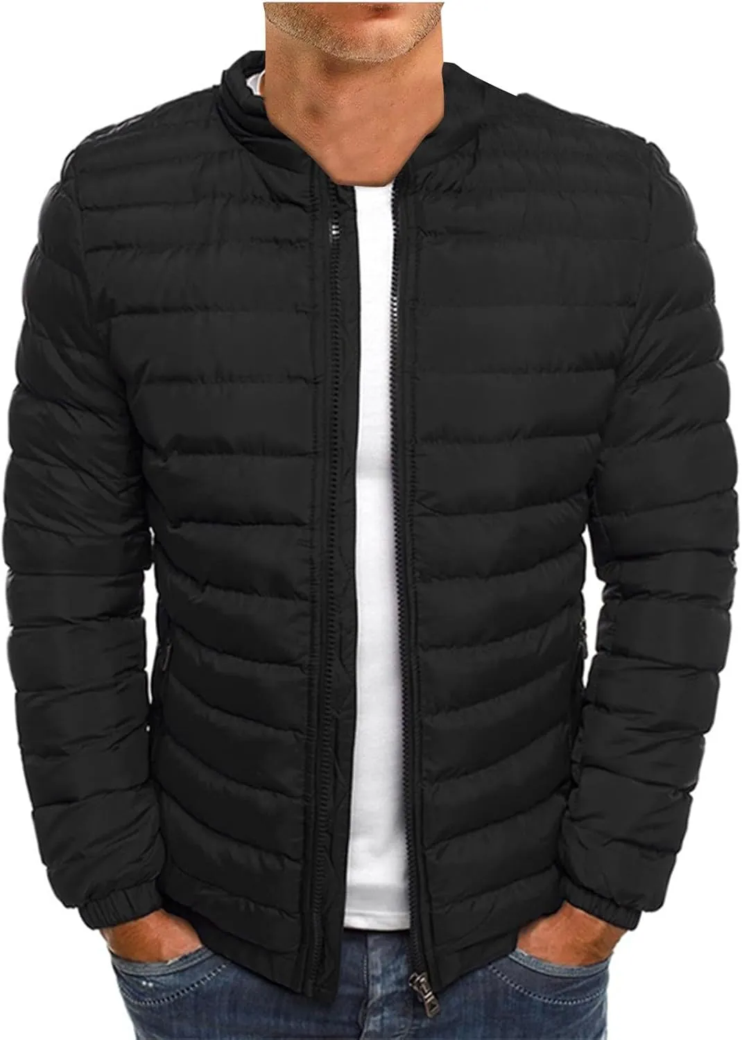 Men's Down Winter Coat Jacket Casual Windproof Zip Up Windbreaker Jackets Warm Padded Coats Big and Jackets, M-2XL