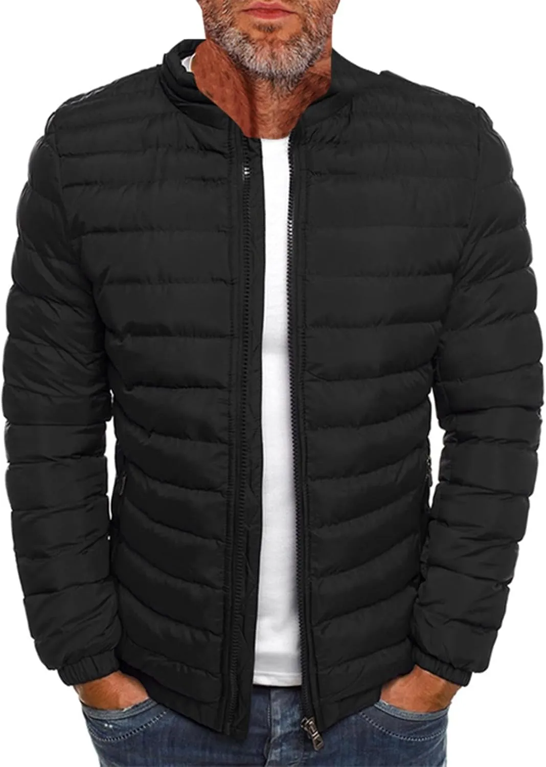 Men's Down Winter Coat Jacket Casual Windproof Zip Up Windbreaker Jackets Warm Padded Coats Big and Jackets, M-2XL
