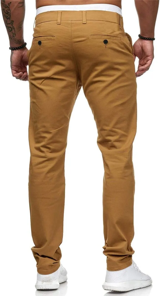 Mens Dress Pants Slim Fit Chinos Stretch Fashion Pant Skinny Leg
