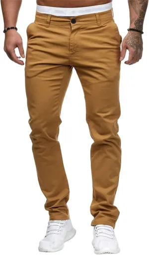 Mens Dress Pants Slim Fit Chinos Stretch Fashion Pant Skinny Leg