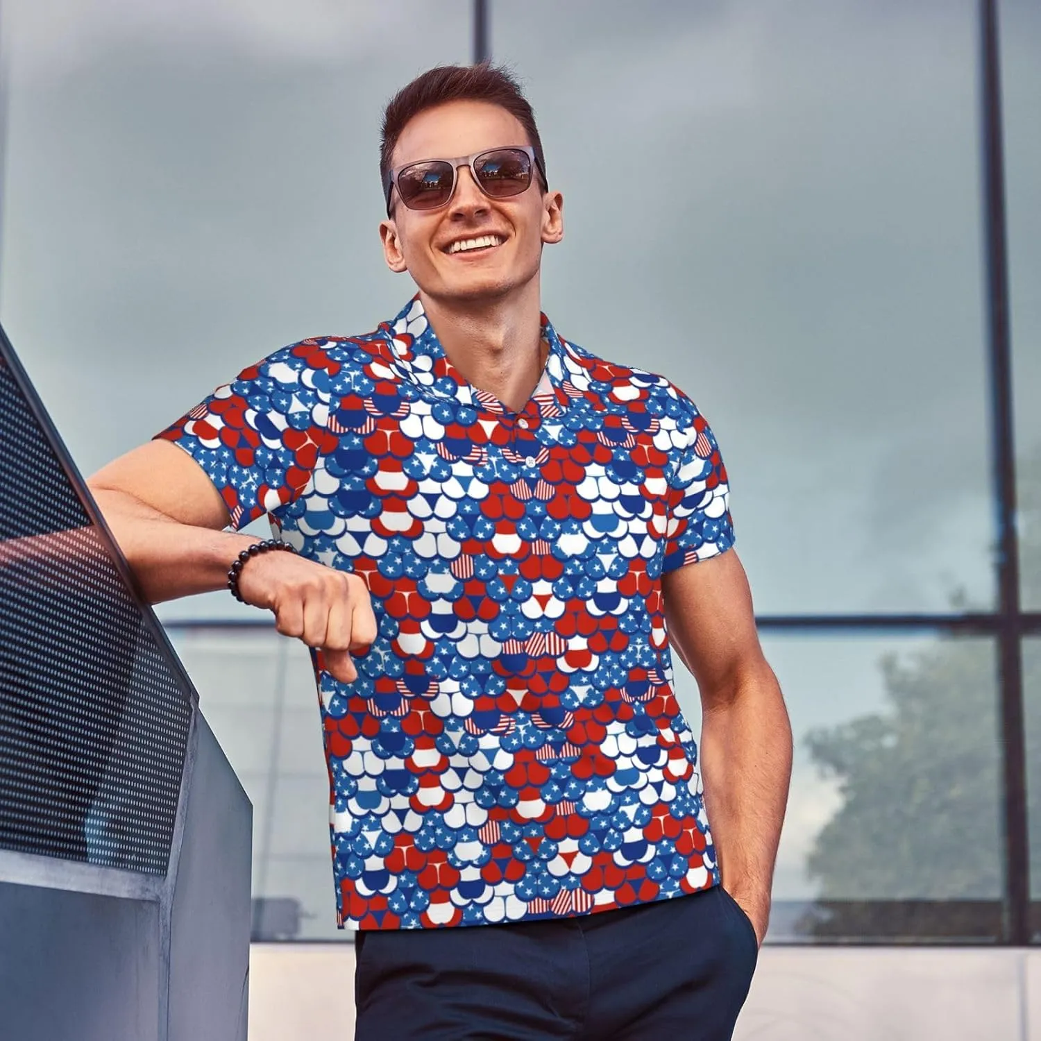 Men's Funny Golf Shirts Hawaiian Polo Shirts Short Sleeve Performance Moisture Wicking Dry Fit Beach Summer Golf Polo Shirts