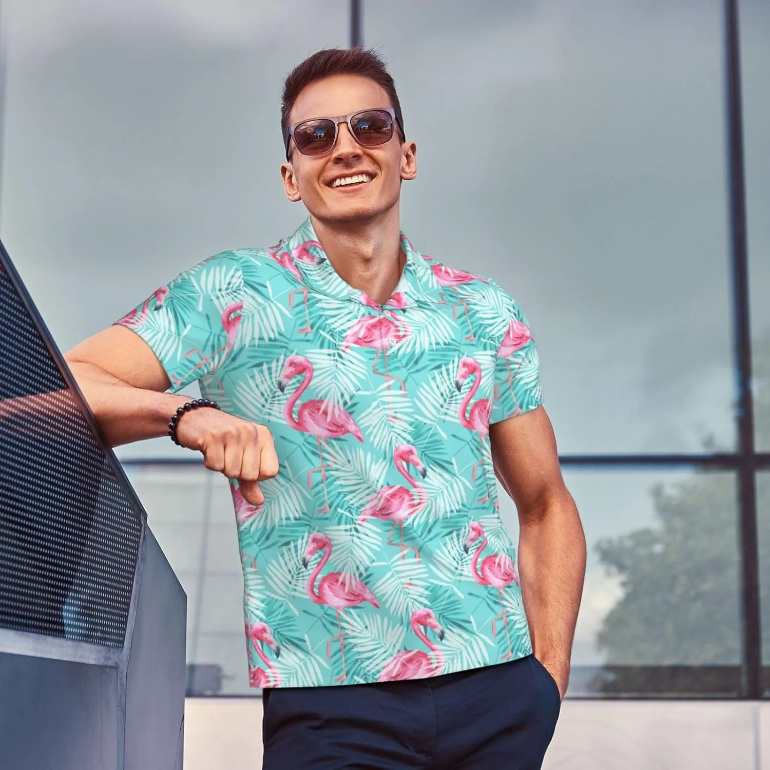 Men's Funny Golf Shirts Hawaiian Polo Shirts Short Sleeve Performance Moisture Wicking Dry Fit Beach Summer Golf Polo Shirts