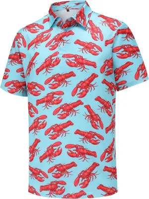 Men's Golf Polo Shirts Funny Golf Shirts for Men Performance Moisture Wicking Quick Dry Athletic Short Sleeve Shirts
