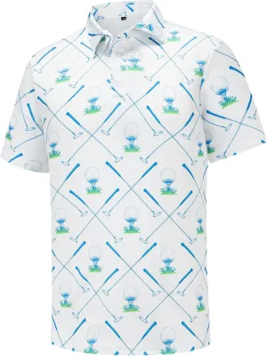 Men's Golf Polo Shirts Funny Golf Shirts for Men Performance Moisture Wicking Quick Dry Athletic Short Sleeve Shirts