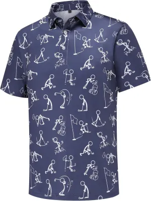 Men's Golf Polo Shirts Funny Golf Shirts for Men Performance Moisture Wicking Quick Dry Athletic Short Sleeve Shirts