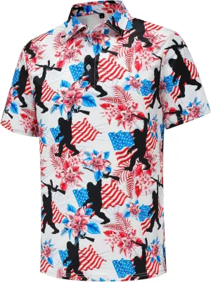 Men's Golf Polo Shirts Funny Golf Shirts for Men Performance Moisture Wicking Quick Dry Athletic Short Sleeve Shirts
