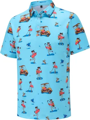 Men's Golf Polo Shirts Funny Golf Shirts for Men Performance Moisture Wicking Quick Dry Athletic Short Sleeve Shirts