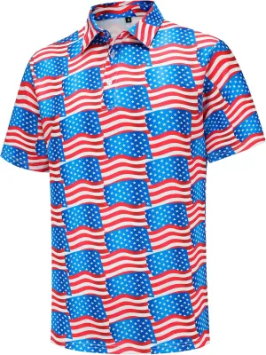Men's Golf Polo Shirts Funny Golf Shirts for Men Performance Moisture Wicking Quick Dry Athletic Short Sleeve Shirts