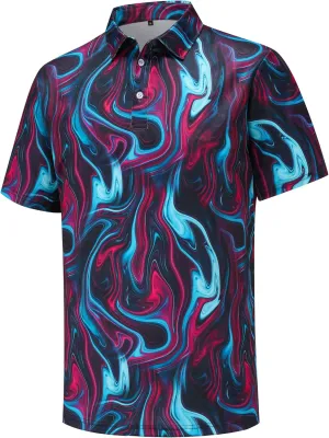 Men's Golf Polo Shirts Funny Golf Shirts for Men Performance Moisture Wicking Quick Dry Athletic Short Sleeve Shirts