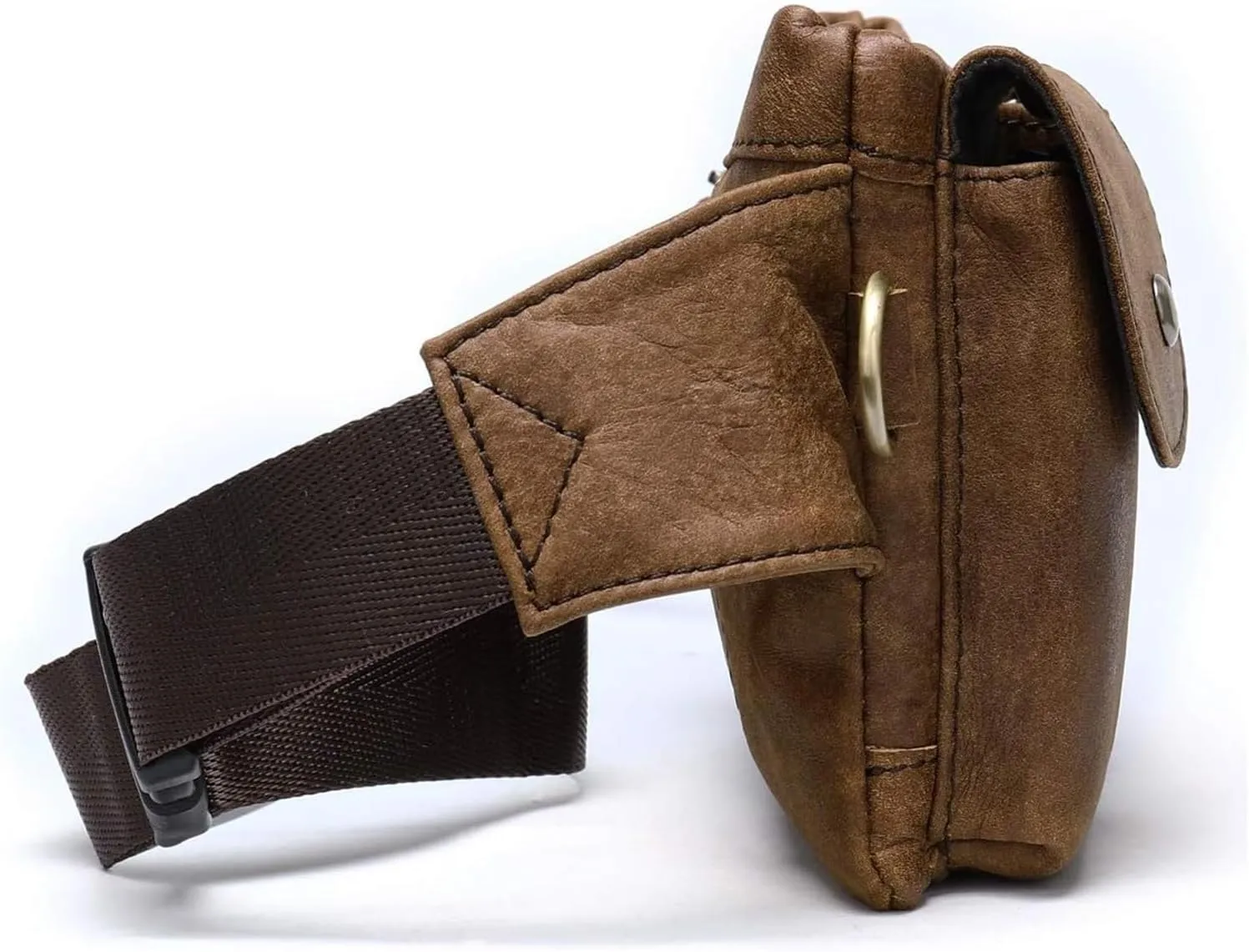 Men's Leather Fanny Pack Waist Bags Vintage Utility Belt Bag Crossbody Hip Purse(Brown)