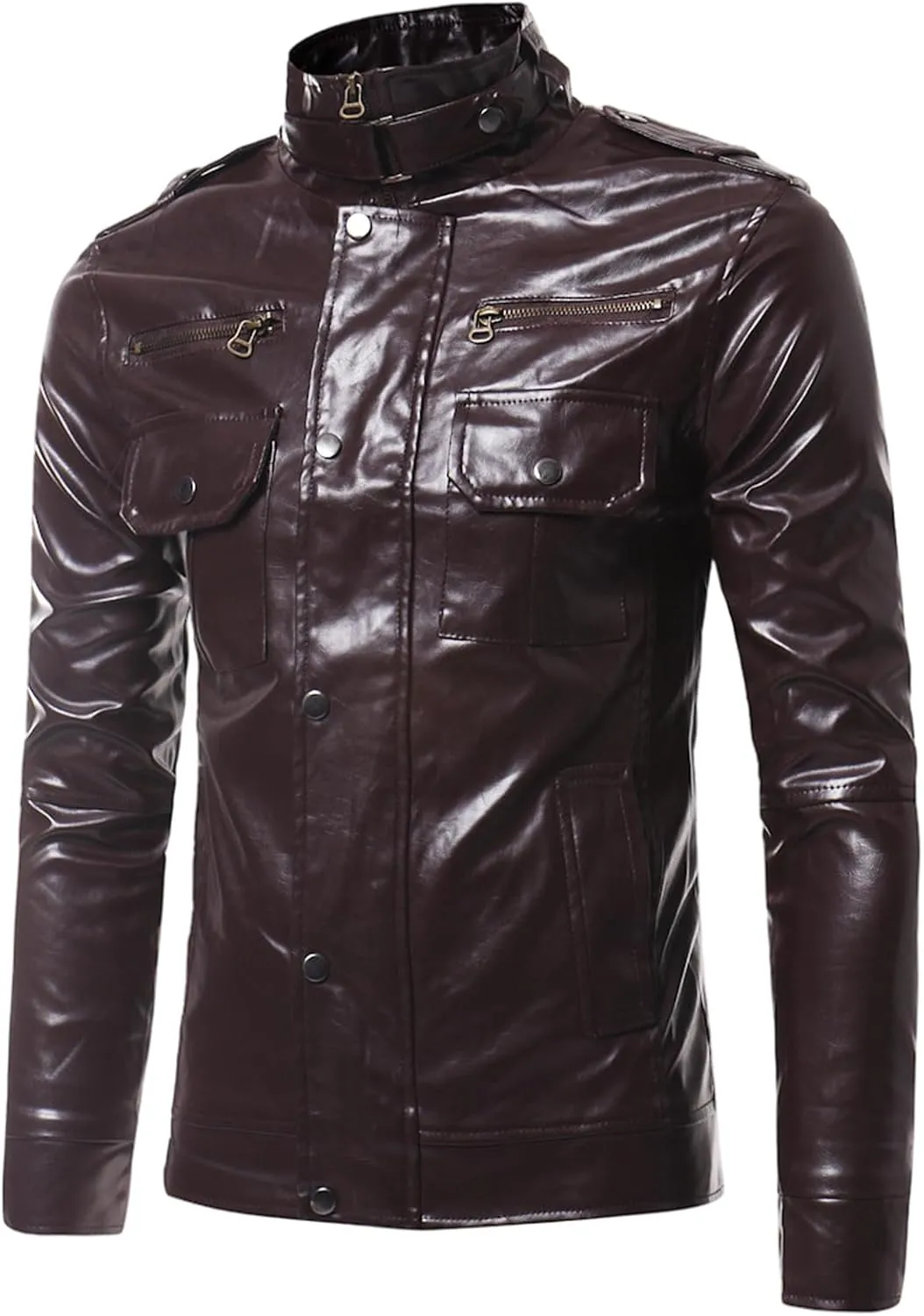 Mens Leather Jacket Windbreaker Motorcycle Jacket Zip up Biker Jacket Casual Faux Leather Jacket Slim Fit Winter Coat
