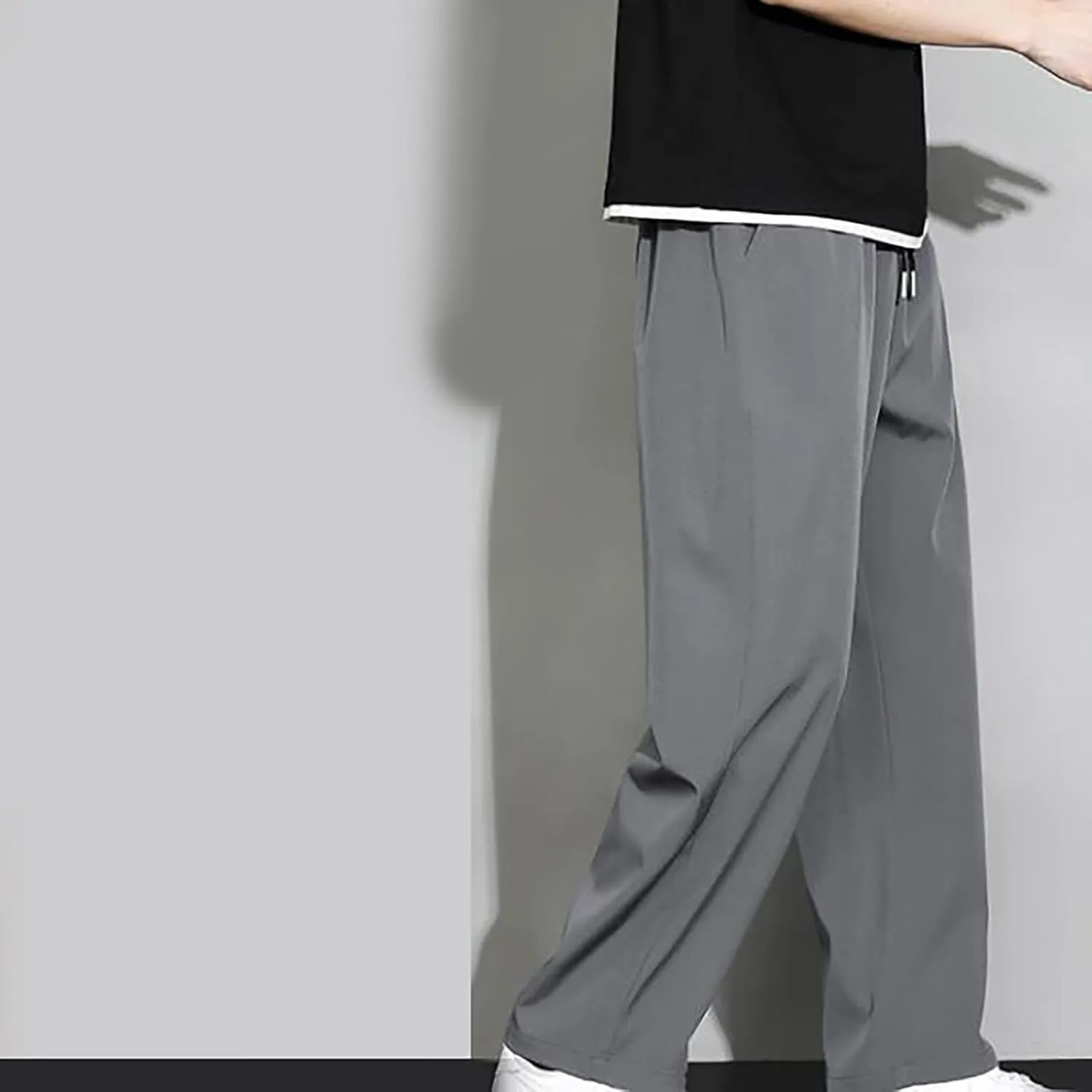 Mens Lightweight Jogging Pant Pockets Chino Work Joggers Loose Sports Casual Sweatpant Plain Pants