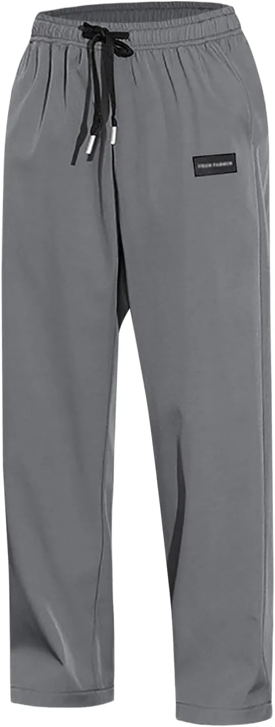Mens Lightweight Jogging Pant Pockets Chino Work Joggers Loose Sports Casual Sweatpant Plain Pants