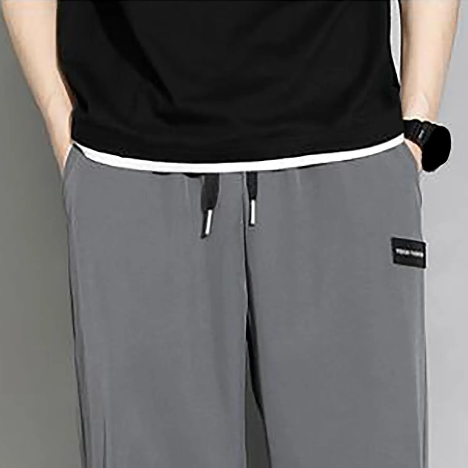 Mens Lightweight Jogging Pant Pockets Chino Work Joggers Loose Sports Casual Sweatpant Plain Pants