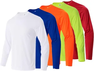 Mens Long Sleeve Shirts Casual Quick Dry Crew Neck Work Shirts Athletic Cycling Hiking T-Shirts 5 Pack