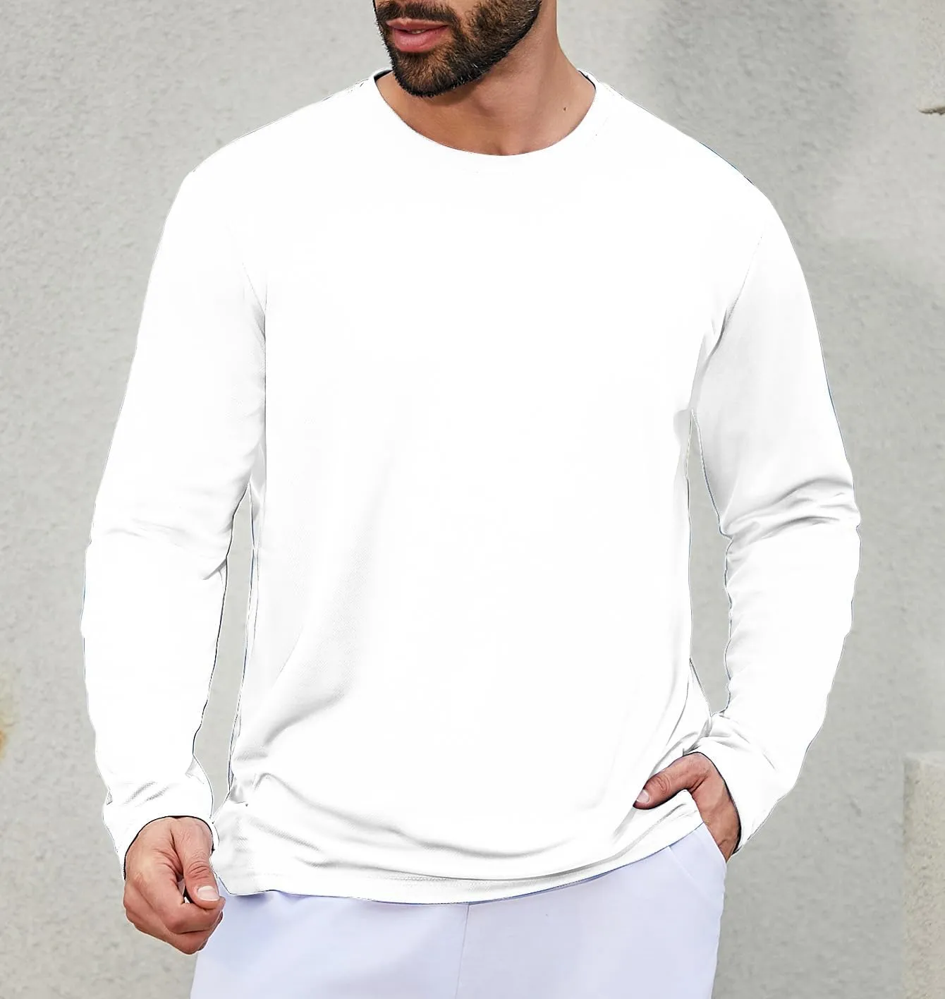 Mens Long Sleeve Shirts Casual Quick Dry Crew Neck Work Shirts Athletic Cycling Hiking T-Shirts 5 Pack