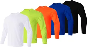 Mens Long Sleeve Shirts Casual Quick Dry Crew Neck Work Shirts Athletic Cycling Hiking T-Shirts 5 Pack