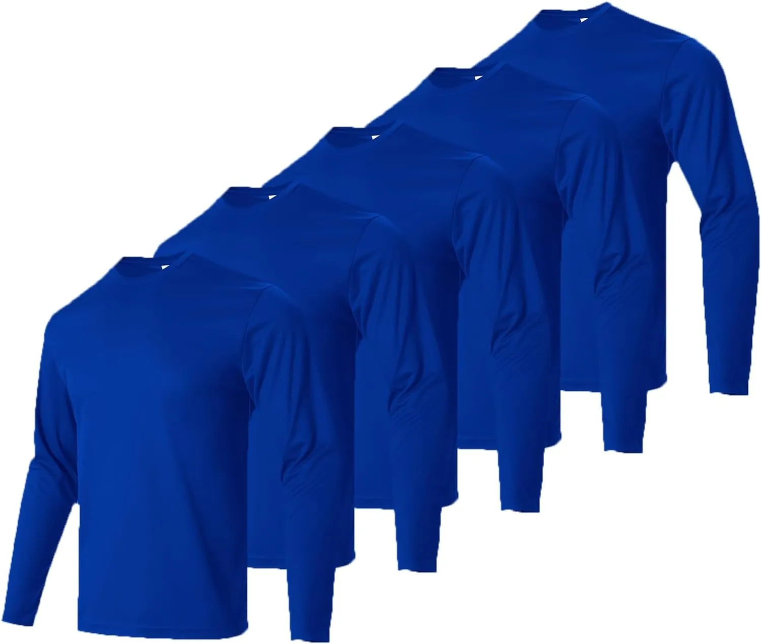 Mens Long Sleeve Shirts Casual Quick Dry Crew Neck Work Shirts Athletic Cycling Hiking T-Shirts 5 Pack