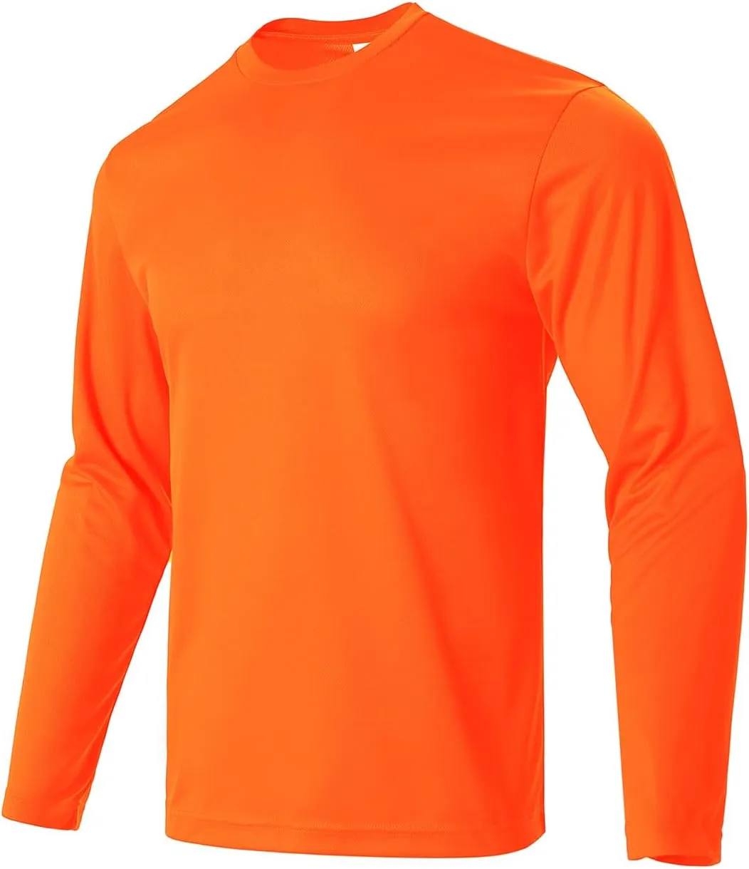 Mens Long Sleeve Shirts Casual Quick Dry Crew Neck Work Shirts Athletic Cycling Hiking T-Shirts 5 Pack