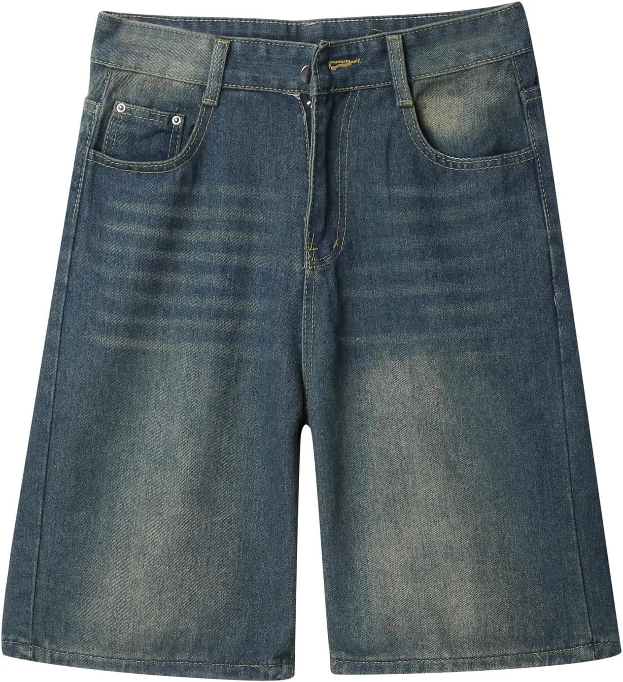 Men's Loose Fit Denim Shorts Baggy Casual Summer Wide Leg Long Jean Jorts Hip Hop Shorts Trendy Outfits