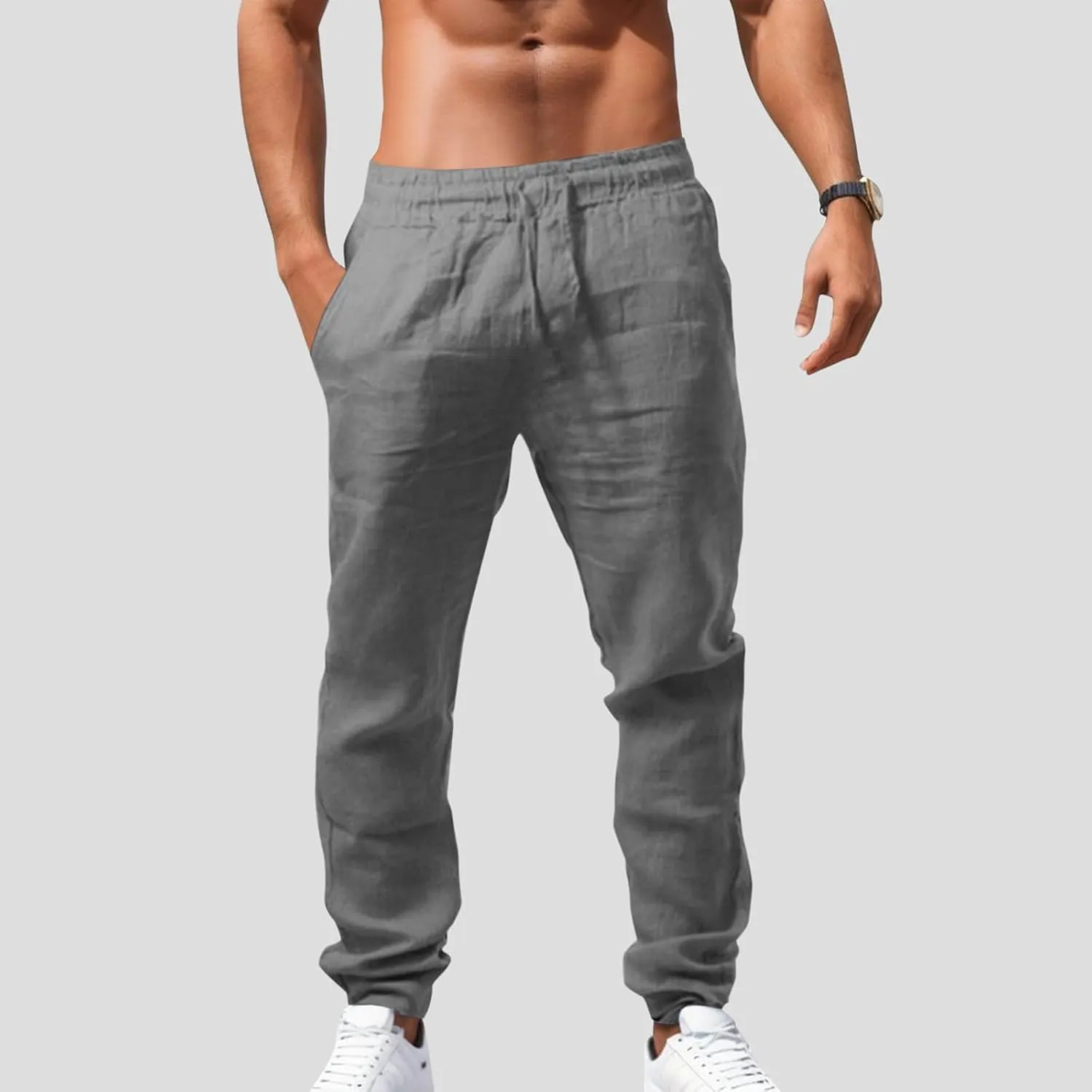 Men's Pant Casual Plain Joggers Gym Sports Yoga Sweatpant Tapered Elasticated Adjustable Waist Combat Pant