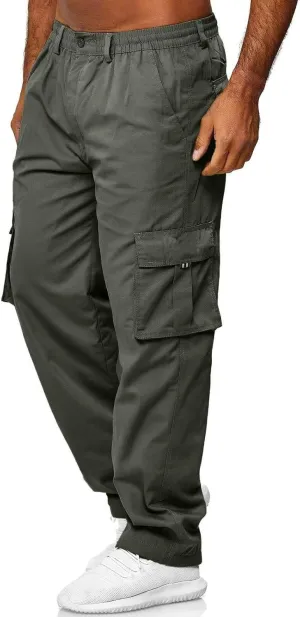 Men's Pant Casual Plus Size Joggers Gym Sweatpant Pockets Elasticated Stretch Waist Cargo Combat Work Pant