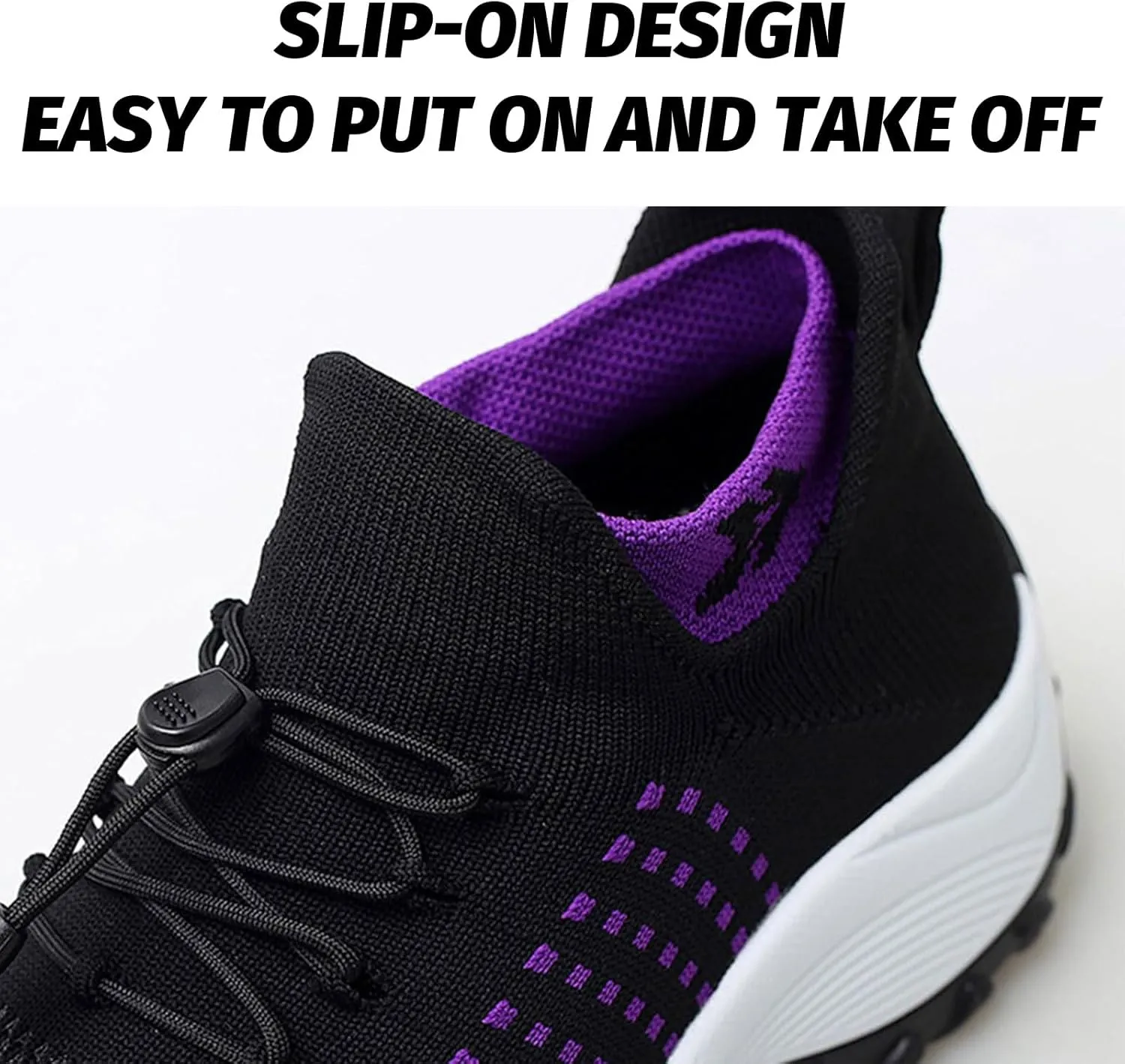 Mens Platform Sneakers Air Cushion for Day Walking, Orthopedic Stretch Breathable, Thick Rocker Bottom for Men Women