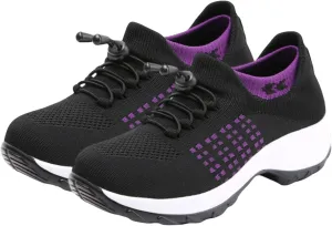 Mens Platform Sneakers Air Cushion for Day Walking, Orthopedic Stretch Breathable, Thick Rocker Bottom for Men Women