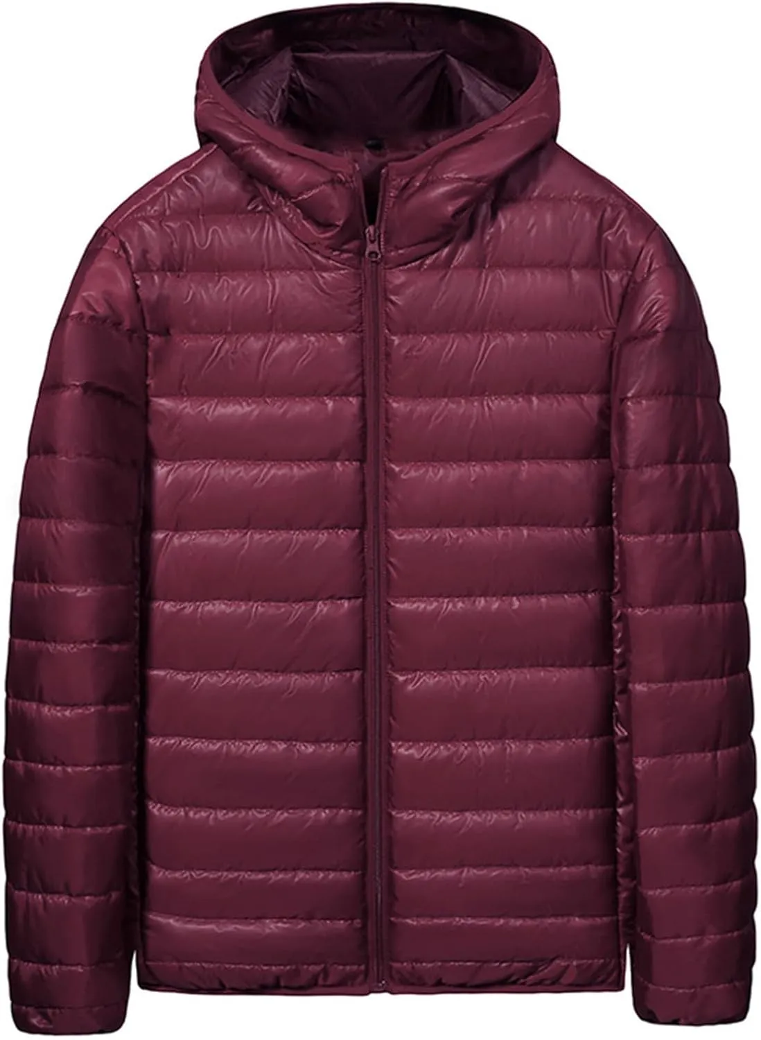 Men's Puffer Jacket Lightweight Packable Down Coat Zip up Quilted Hooded Jacket Warm Padded Jackets Thermal Winter Coat