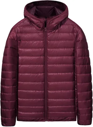 Men's Puffer Jacket Lightweight Packable Down Coat Zip up Quilted Hooded Jacket Warm Padded Jackets Thermal Winter Coat