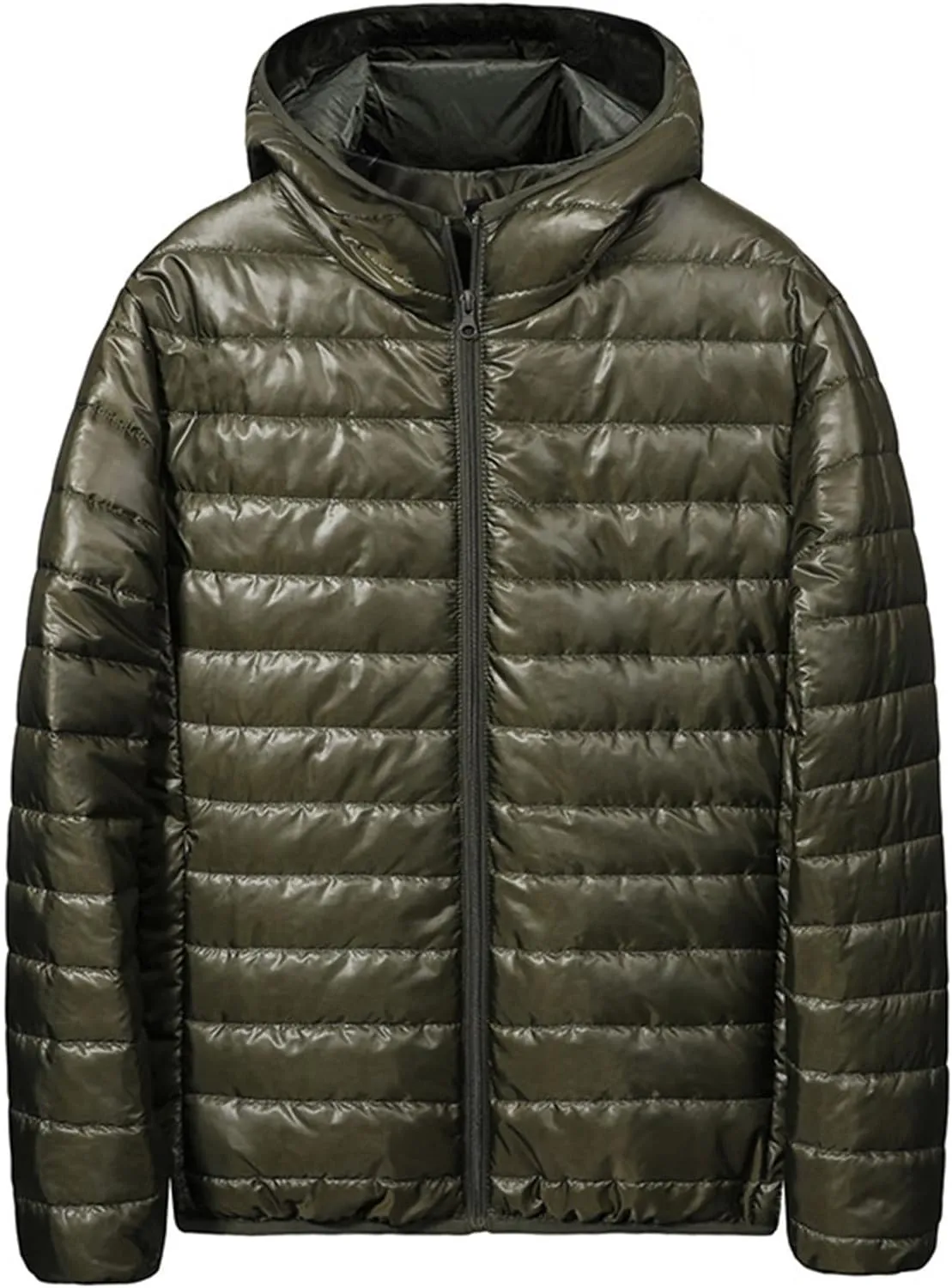 Men's Puffer Jacket Lightweight Packable Down Coat Zip up Quilted Hooded Jacket Warm Padded Jackets Thermal Winter Coat