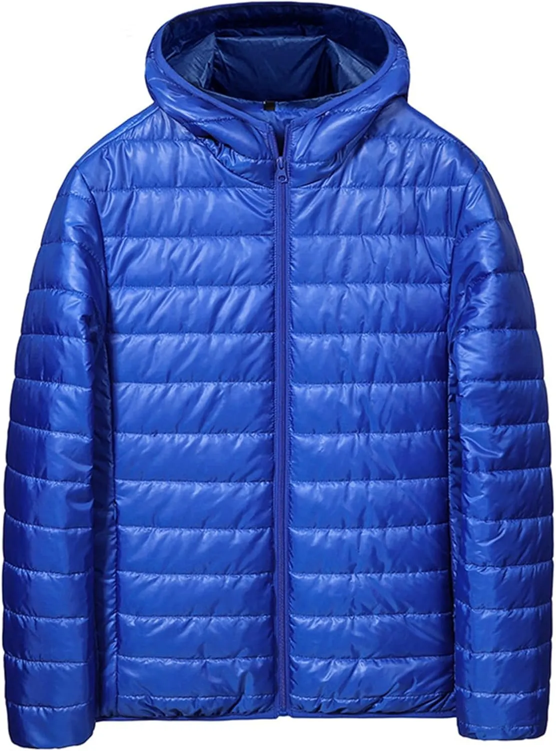 Men's Puffer Jacket Lightweight Packable Down Coat Zip up Quilted Hooded Jacket Warm Padded Jackets Thermal Winter Coat