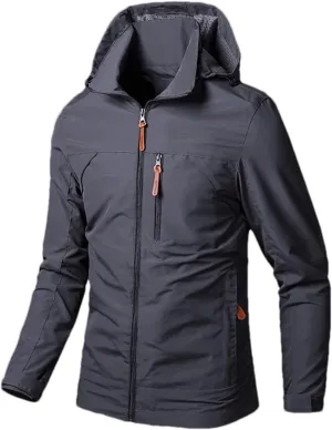 Mens Rain Jackets Zip Up Waterproof Windbreakers Loose Hooded Coats Fashion Lapel Casual Clothes with Pocket