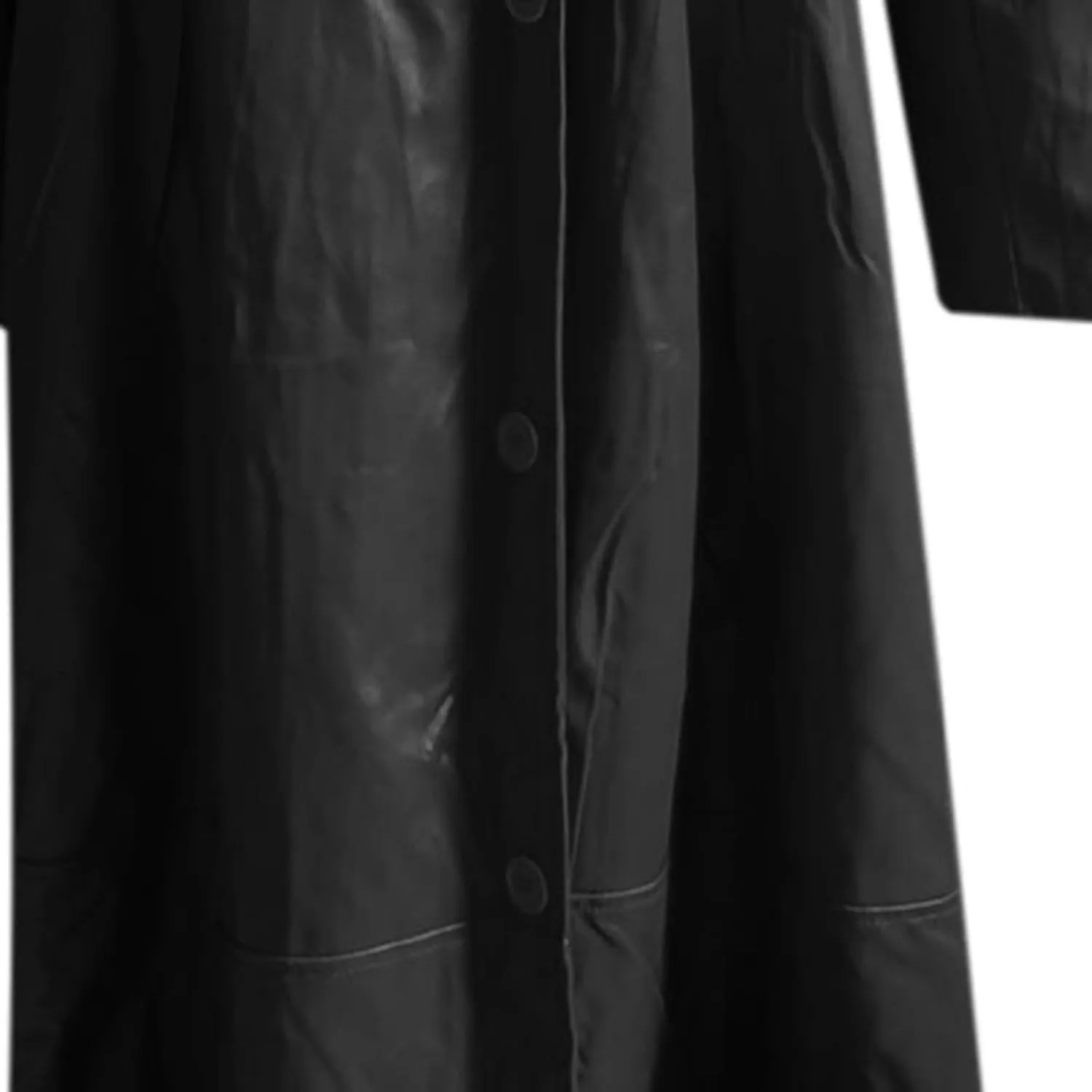 Mens Retro Black Leather Jacket Long Steampunk Trench Coat German Faux Leather Coat Military Officer Uniform Overcoat