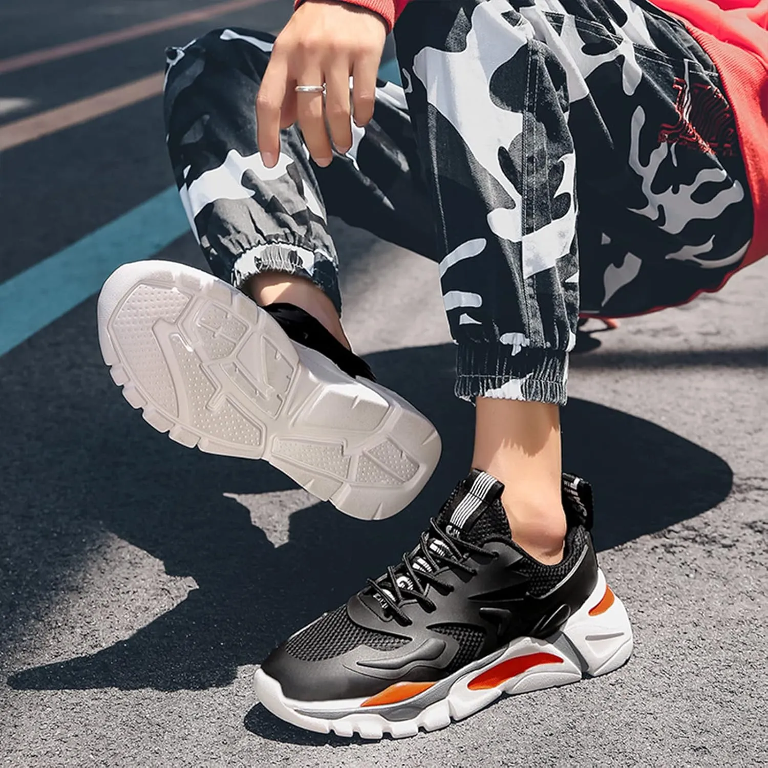 Mens Running Shoes Lightweight Breathable Walking Shoes Non Slip Sport Fitness Gym Jogging Sneaker