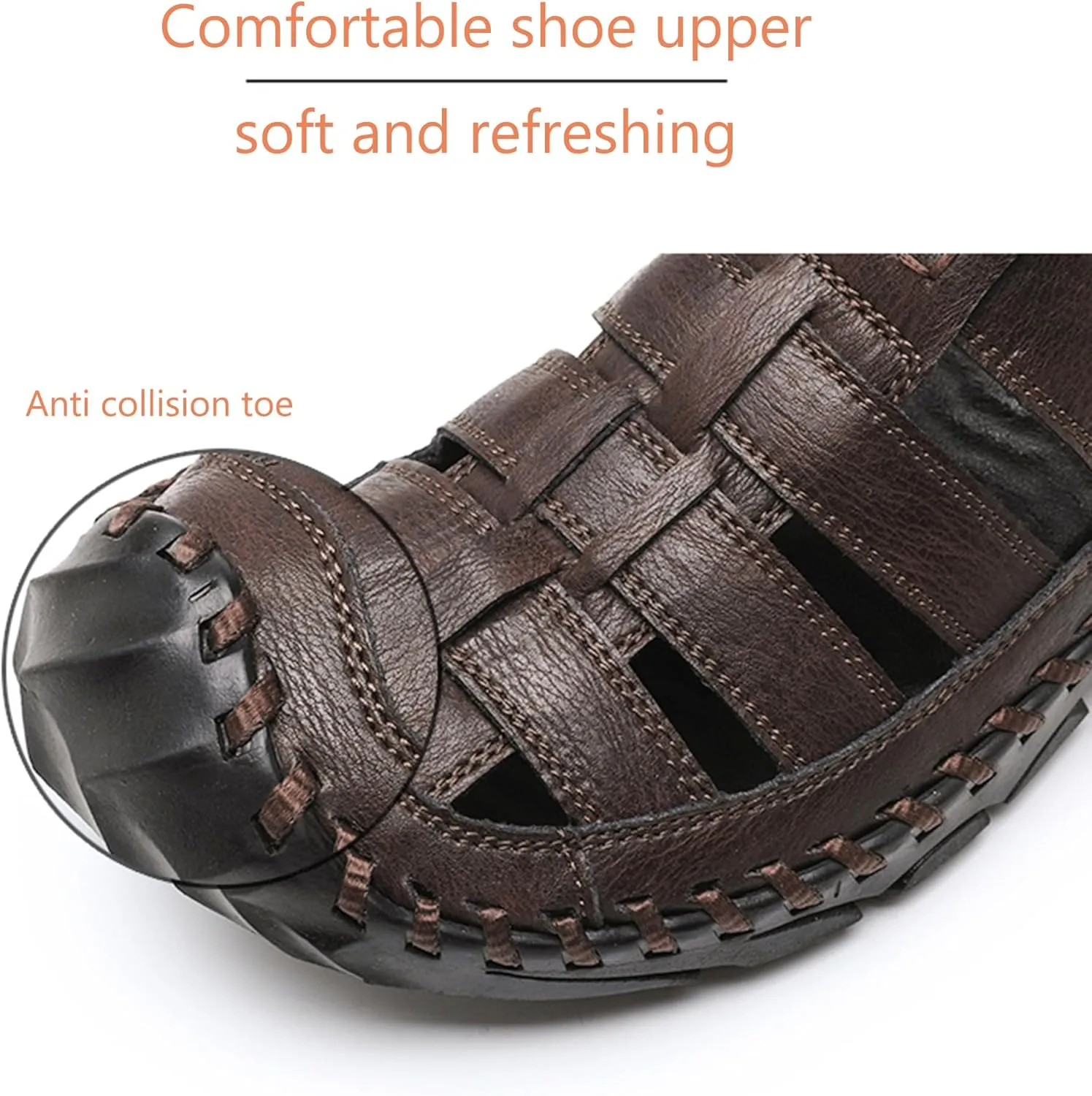 Mens Slides Cushion Sport Sandals Arch Support Adjustable Closed Toe Summer Slippers Slip on Outdoor Beach Water Shoes